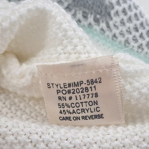 Lovestitch Women’s Knit Sweater Long Sleeve Small/Medium Geometric Stripe White - Picture 8 of 9